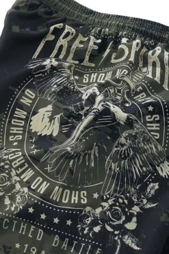 "Camouflage Swim Shorts With Print" Swim Shorts Dark Green By Rock Rebel By EMP -Fashionable Men's Clothing Store 451968d