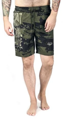 "Camouflage Swim Shorts With Print" Swim Shorts Dark Green By Rock Rebel By EMP -Fashionable Men's Clothing Store 451968wa