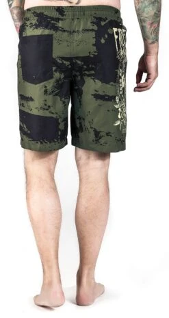 "Camouflage Swim Shorts With Print" Swim Shorts Dark Green By Rock Rebel By EMP -Fashionable Men's Clothing Store 451968wb