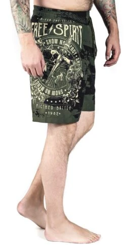"Camouflage Swim Shorts With Print" Swim Shorts Dark Green By Rock Rebel By EMP -Fashionable Men's Clothing Store 451968wb2