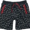 "Black Swim Shorts With All-Over Print And Red Details" Swim Shorts Black By RED By EMP -Fashionable Men's Clothing Store 454541a