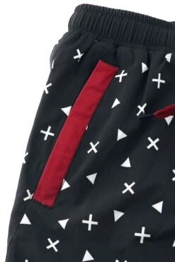 "Black Swim Shorts With All-Over Print And Red Details" Swim Shorts Black By RED By EMP -Fashionable Men's Clothing Store 454541d