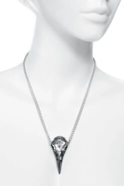 "Volvan Raven Skull" Necklace Silver-coloured By Alchemy Gothic -Fashionable Men's Clothing Store 456460c