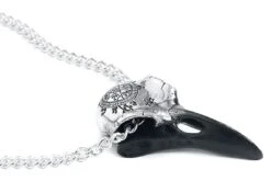 "Volvan Raven Skull" Necklace Silver-coloured By Alchemy Gothic -Fashionable Men's Clothing Store 456460d