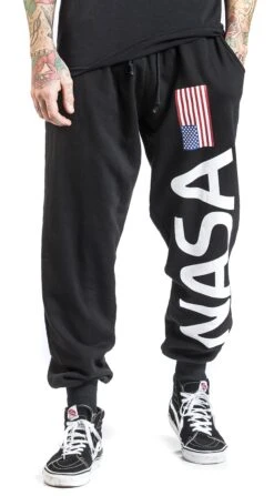 "Flag And Logo" Tracksuit Trousers Black By NASA -Fashionable Men's Clothing Store 457539wa