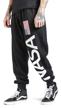 "Flag And Logo" Tracksuit Trousers Black By NASA -Fashionable Men's Clothing Store 457539wa2