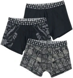 "Boxer Shorts Three Pack" Underpants Black By Gothicana By EMP
