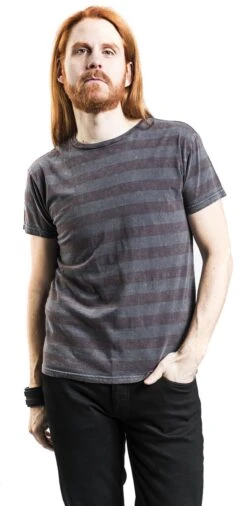 "Grey T-shirt With Horizontal Stripes And Crew Neckline" T-Shirt Grey By Black Premium By EMP -Fashionable Men's Clothing Store 464334wa