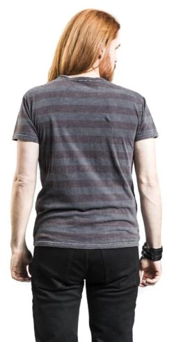 "Grey T-shirt With Horizontal Stripes And Crew Neckline" T-Shirt Grey By Black Premium By EMP -Fashionable Men's Clothing Store 464334wb