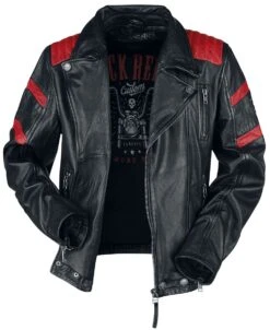 "Black/Red Leather Biker Jacket" Leather Jacket Black-red By Rock Rebel By EMP -Fashionable Men's Clothing Store 464867c