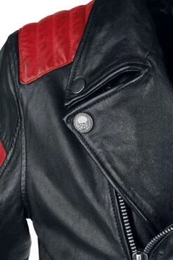 "Black/Red Leather Biker Jacket" Leather Jacket Black-red By Rock Rebel By EMP -Fashionable Men's Clothing Store 464867d2