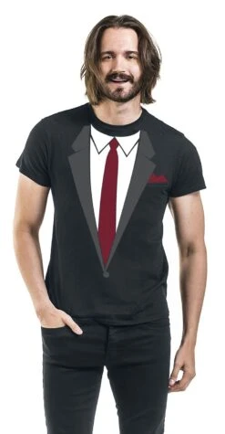 "Jacket With Tie" T-Shirt Black By Alcohol & Party -Fashionable Men's Clothing Store 465416wa