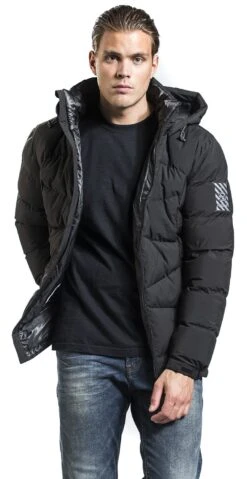 "Black Puffer Jacket With Removable Hood" Winter Jacket Black By RED By EMP -Fashionable Men's Clothing Store 466985wa