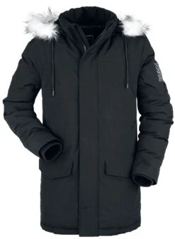 "Black Winter Jacket With Faux Fur Collar" Winter Jacket Black By RED By EMP