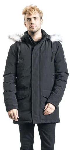 "Black Winter Jacket With Faux Fur Collar" Winter Jacket Black By RED By EMP -Fashionable Men's Clothing Store 466986wa