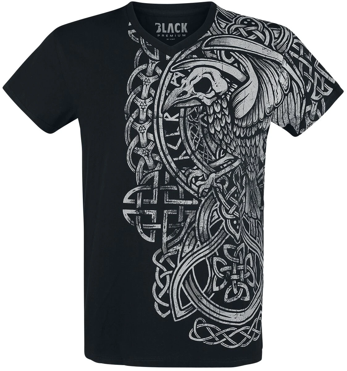 "Black T-shirt With Print And V-Neckline" T-Shirt Black By Black Premium By EMP 3 "Black T-shirt With Print And V-Neckline" T-Shirt Black By Black Premium By EMP