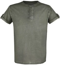"Green T-shirt With Buttons And Turn-up Sleeves" T-Shirt Green By Black Premium By EMP