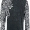 "Black Long-Sleeve Shirt With Wash And Print" Long-sleeve Shirt Black By Black Premium By EMP