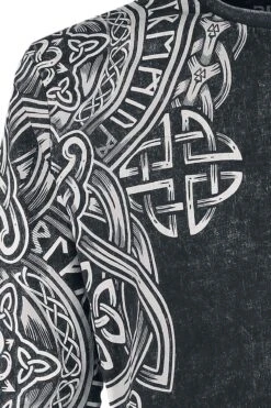 "Black Long-Sleeve Shirt With Wash And Print" Long-sleeve Shirt Black By Black Premium By EMP -Fashionable Men's Clothing Store 469227d