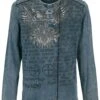 "Blue Long-Sleeve Shirt With Wash And Print" Long-sleeve Shirt Blue By Rock Rebel By EMP -Fashionable Men's Clothing Store 469287a