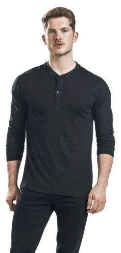 "Basic Henley" Long-sleeve Shirt Black By RED By EMP -Fashionable Men's Clothing Store 469312wa