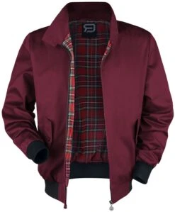 "Burgundy-Red Bomber Jacket With Standing Collar" Between-seasons Jacket Burgundy By RED By EMP