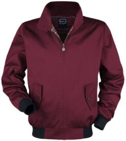 "Burgundy-Red Bomber Jacket With Standing Collar" Between-seasons Jacket Burgundy By RED By EMP -Fashionable Men's Clothing Store 469836c