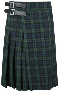 "Blue/Green Kilt With Side Buckles" Medium-length Skirt Blue-green By Black Premium By EMP