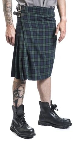 "Blue/Green Kilt With Side Buckles" Medium-length Skirt Blue-green By Black Premium By EMP -Fashionable Men's Clothing Store 476605wa2