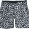 "Black/White Swim Shorts In Batik Look" Swim Shorts Black-white By RED By EMP