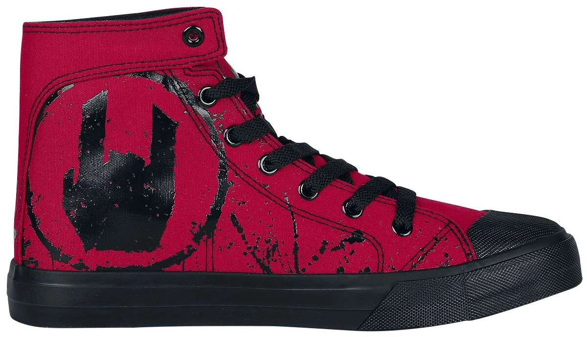 "Red Sneakers With Rockhand Print" Sneakers High Red By EMP Basic Collection 5 "Red Sneakers With Rockhand Print" Sneakers High Red By EMP Basic Collection - Image 3