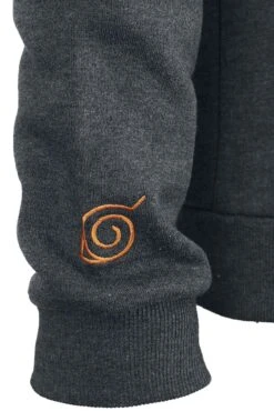 "Konoha Genin" Hooded Zip Mottled Anthracite By Naruto -Fashionable Men's Clothing Store 479314d