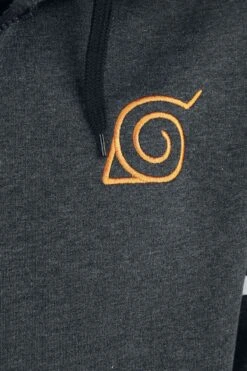 "Konoha Genin" Hooded Zip Mottled Anthracite By Naruto -Fashionable Men's Clothing Store 479314d2