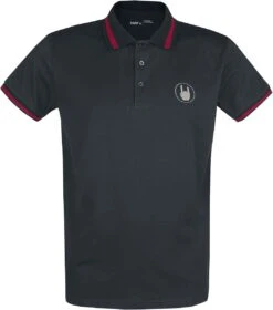 "Black Polo Shirt With Embroidery And Red Details" T-Shirt Black By EMP Premium Collection