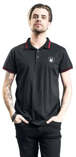 "Black Polo Shirt With Embroidery And Red Details" T-Shirt Black By EMP Premium Collection -Fashionable Men's Clothing Store 479474wa