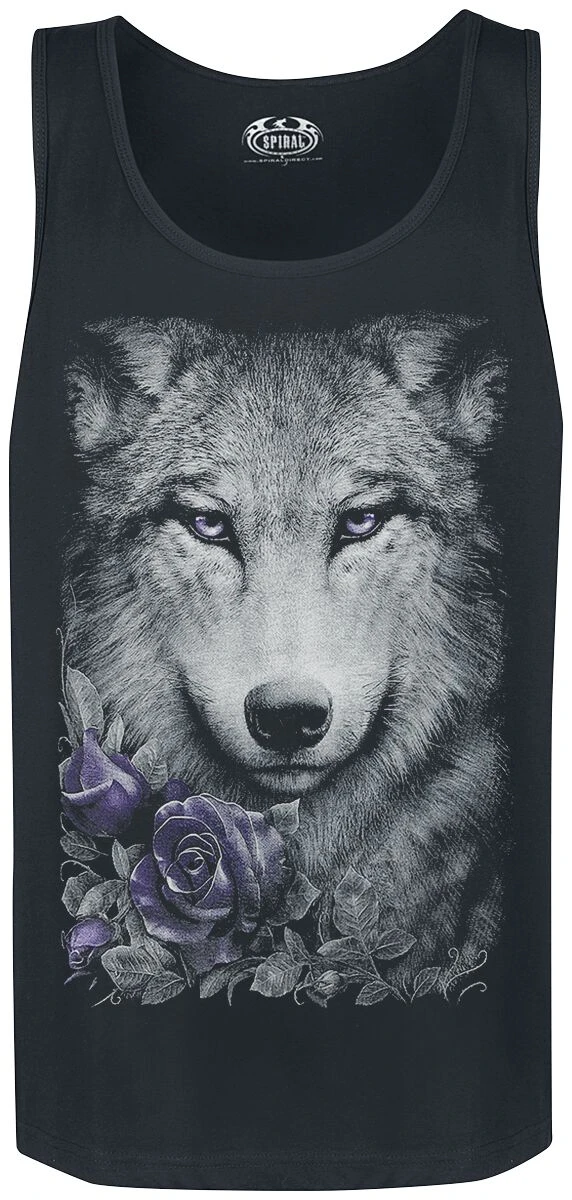 "Wolf Roses" Tanktop Black By Spiral 3 "Wolf Roses" Tanktop Black By Spiral
