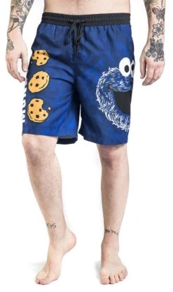 "Cookie Monster - Face" Swim Shorts Blue By Sesame Street -Fashionable Men's Clothing Store 481020wa