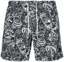 "Tattoo AOP Swimshorts" Swim Shorts Black By Urban Classics