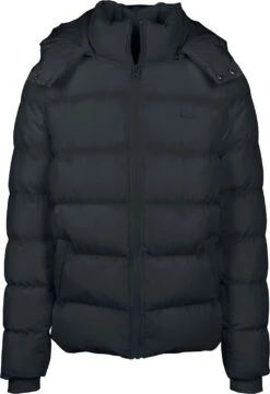 "Hooded Puffer Jacket" Between-seasons Jacket Black By Urban Classics