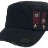 "Black Army Cap With Print, Patches And Studs" Cap Black By Rock Rebel By EMP -Fashionable Men's Clothing Store 484610a