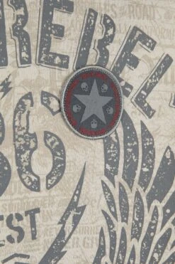 "Beige Hooded Jacket With Prints" Hooded Zip Beige By Rock Rebel By EMP -Fashionable Men's Clothing Store 485542d