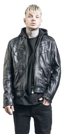 "Logo" Leather Jacket Black By Rammstein -Fashionable Men's Clothing Store 487816wa