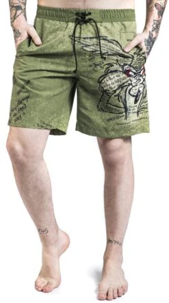 "Coyote" Swim Shorts Olive By Looney Tunes -Fashionable Men's Clothing Store 488358wa