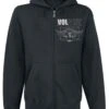 "Skullwing - Rewind, Replay, Rebound" Hooded Zip Black By Volbeat -Fashionable Men's Clothing Store 491297a