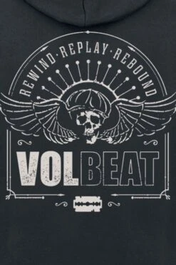 "Skullwing - Rewind, Replay, Rebound" Hooded Zip Black By Volbeat -Fashionable Men's Clothing Store 491297d