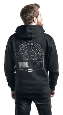 "Skullwing - Rewind, Replay, Rebound" Hooded Zip Black By Volbeat -Fashionable Men's Clothing Store 491297wb
