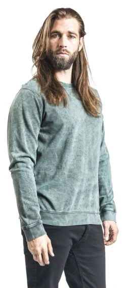 "Man's Sweat Shirt Joe" Sweatshirt Grey-turquoise By Outer Vision -Fashionable Men's Clothing Store 491950wa