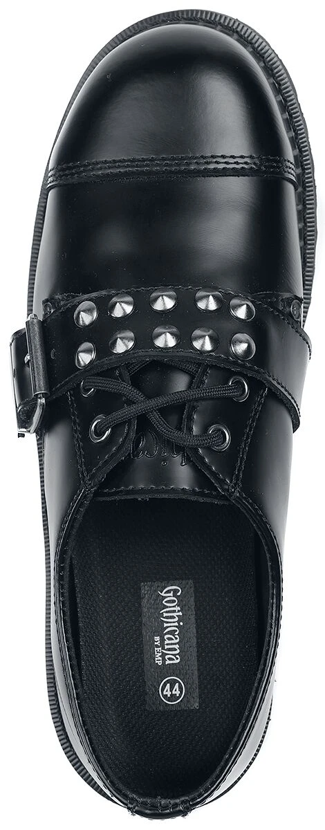 "Black Lace-Up Shoes With Studded Buckles" Lace-up Shoe Black By Gothicana By EMP 6 "Black Lace-Up Shoes With Studded Buckles" Lace-up Shoe Black By Gothicana By EMP - Image 4