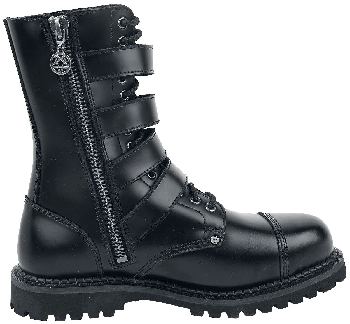 "Black Boots With Lacing And Buckles" Boot Black By Gothicana By EMP 5 "Black Boots With Lacing And Buckles" Boot Black By Gothicana By EMP - Image 3