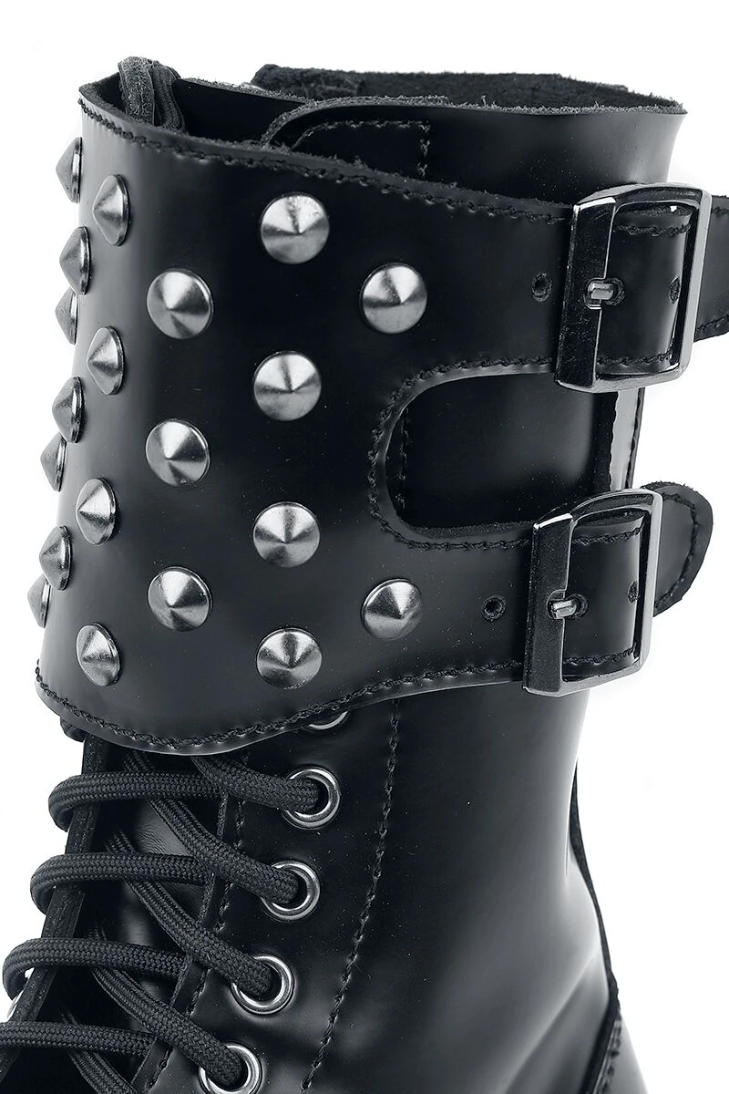 "Black Boots With Studded Buckles" Boot Black By Gothicana By EMP 8 "Black Boots With Studded Buckles" Boot Black By Gothicana By EMP - Image 6